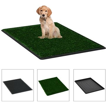Shumee Toaleta pro psy s nádobou a umělou trávou zelená 76 × 51 × 3cm 2 ks (8719883667409)