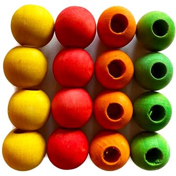 Terra International dřevěné kuličky s dírou pro opravu / výrobu hraček 2,4 × 0,9 cm 16 ks (8593361000519)
