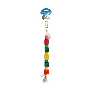Duvo+ Hračka závěsná pro papoušky kruh s barevnými kostkami a zvonkem 35 cm (5414365066673)
