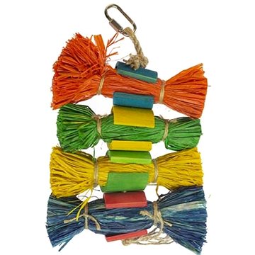 Duvo+ Závěsná barevná hračka pro exoty z rafie a bambusu 25,4 × 12 × 3,8 cm (5414365384746)