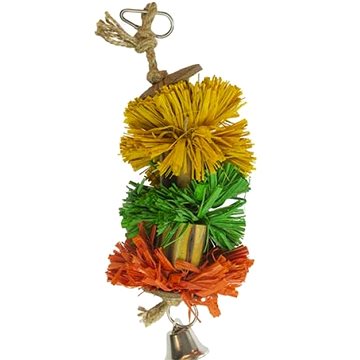 Duvo+ Závěsná barevná hračka pro exoty z rafie, bambusu a kokosu 24,1 × 6,4 × 6,4 cm S (5414365384777)