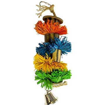 Duvo+ Závěsná barevná hračka z rafie, bambusu a kokosu pro exoty 29 × 8,9 × 8,9 cm L (5414365384807)