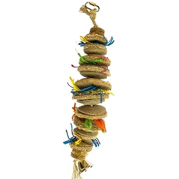 Duvo+ Závěsná barevná hračka pro exoty ze sisalu, kartónu a kokosu 36,8 × 8,9 × 8,9 cm L (5414365384869)