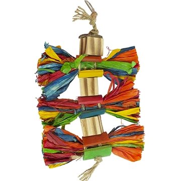 Duvo+ Závěsná barevná hračka pro exoty z kukuřičných listů s bambusem a kokosem 25,4 × 15,2 × 3,5 cm (5414365384951)