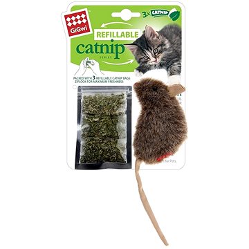 GiGwi Catnip myška se 3 sáčky výměn. náplní (846295070515)