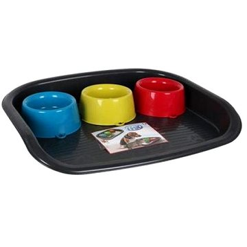 Cobbys Pet Podnos plastový se třemi miskami 52 × 41 × 9 cm 0,9 l mix barev (8016040105560)