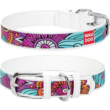 Waudog Obojek kožený Summer bílý 21-29 cm/1,2 cm (4823089310459)