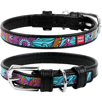 Waudog Obojek kožený Summer černý 27-36 cm/1,5 cm (4823089309798)