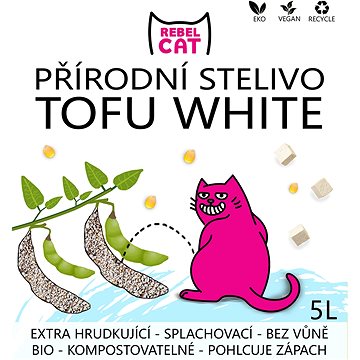 Rebel Cat přírodní stelivo hrudkující Tofu White 5l (8595593308494)