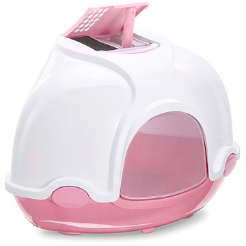 IMAC Krytý kočičí záchod rohový s filtrem 52 × 52 × 44,5 cm růžový (8021799413675)