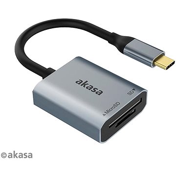AKASA SD a microSD USB C čtečka karet / AK-CR-10BK (AK-CR-10BK)