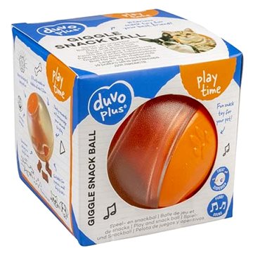 DUVO+ Chrastící míč oranžová 7,5×7,5×7,5cm s otvorem na pochoutky (65397135)