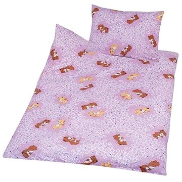 Hybler textil bavlna Méďa kytička růžová 90×130, 45×60 cm (5769)