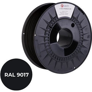 C-TECH filament PREMIUM LINE PETG dopravní černá RAL9017 (3DF-P-PETG1.75-9017)