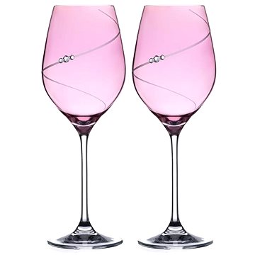 Diamante sklenice na bílé víno Silhouette City Pink s kamínky Swarovski 360ml 2KS (1181.352)