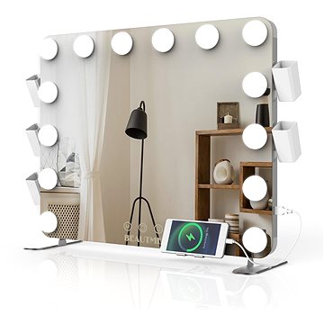 MMIRO, Make-up zrcadlo s LED osvětlením a kosmetickým zrcátkem L618A 66 × 48 cm (L618A)
