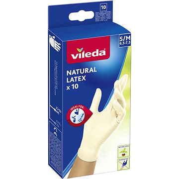 VILEDA Natural Latex rukavice S/M 10 ks (4023103093072)