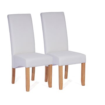 Jídelní židle DINNER bílá, set 2 ks, potah textilní kůže (3350)
