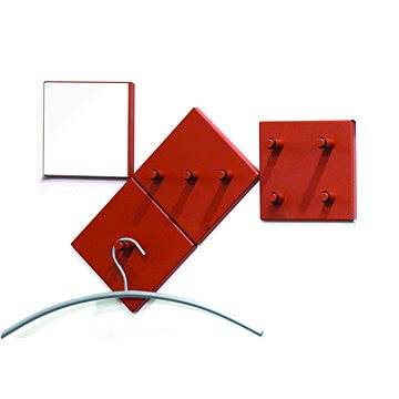 Nástěnný věšák Jordon, set 4 kusů, 15 cm, červená (HA00715)