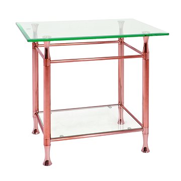 Konferenční stolek Maddux, 58 cm, čirá / měděná (HA00905)