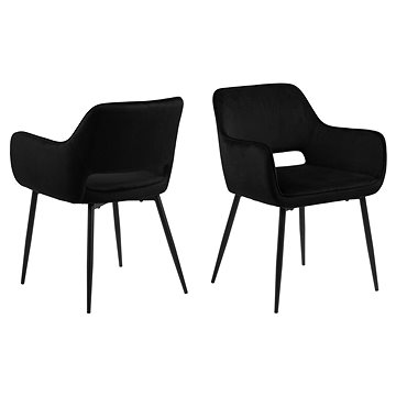 Design Scandinavia Jídelní židle s područkami Ranja (SET 2 ks), textil, černá (A1004334)