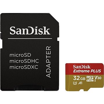SanDisk MicroSDHC 32GB Extreme Plus + SD adaptér (SDSQXBG-032G-GN6MA)