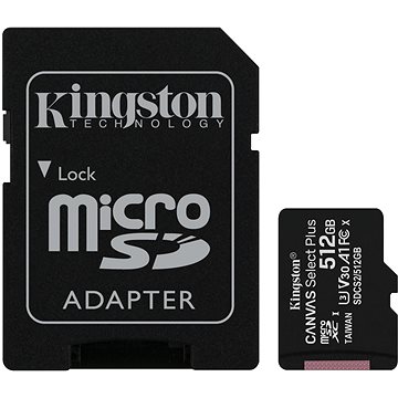 Kingston MicroSDXC 512GB Canvas Select Plus + SD adaptér (SDCS2/512GB)
