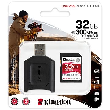 Kingston SDHC 32GB Canvas React Plus + čtečka karet (MLPR2/32GB)