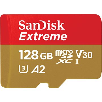 SanDisk microSDXC 128GB Extreme Action Cams and Drones + Rescue PRO Deluxe + SD adaptér (SDSQXAA-128G-GN6AA)