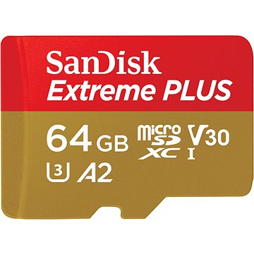 SanDisk microSDXC 64GB Extreme PLUS + Rescue PRO Deluxe + SD adaptér (SDSQXBU-064G-GN6MA)
