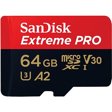 SanDisk microSDXC 64GB Extreme PRO + Rescue PRO Deluxe + SD adaptér (SDSQXCU-064G-GN6MA)