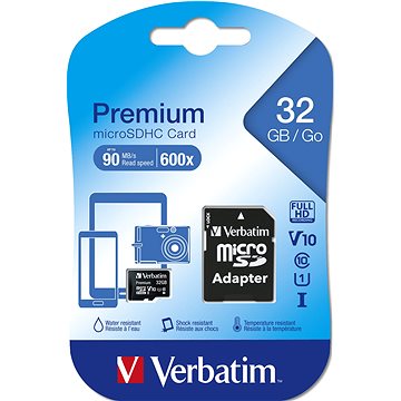 Verbatim MicroSDHC 32GB Premium + SD adaptér (44083)
