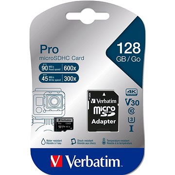 Verbatim MicroSDXC 128GB Pro + SD adaptér (47044)
