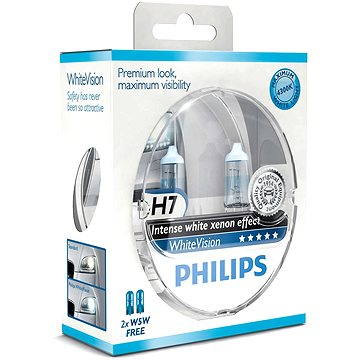 PHILIPS H7 WhiteVision, 55W, patice PX26d, 2ks + zdarma 2x W5W (12972WHVSM)