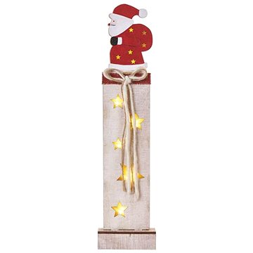 EMOS LED dekorace dřevěná – Santa, 46 cm, 2x AA, vnitřní, teplá bílá, časovač (DCWW11)