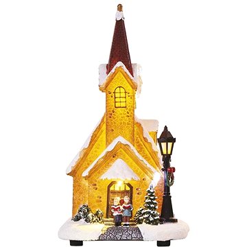 EMOS LED zasněžený vánoční kostel, 26 cm, 3x AA, vnitřní, teplá bílá (DCLW12)
