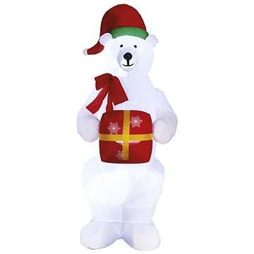 EMOS LED lední medvěd s vánočním dárkem, nafukovací, 240 cm, venkovní i vnitřní, studená bílá (DCFC15)