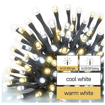 EMOS LED vánoční řetěz blikající, 8 m, venkovní i vnitřní, teplá/studená bílá, časovač (D4AN01)