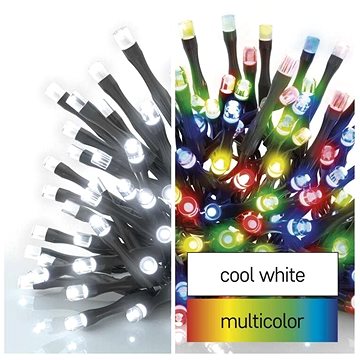 EMOS LED vánoční řetěz 2v1, 10 m, venkovní i vnitřní, studená bílá/multicolor, programy (D4AJ01)