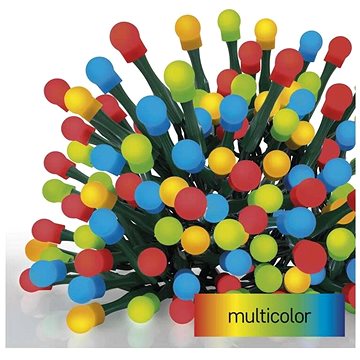 EMOS LED vánoční cherry řetěz – kuličky, 8 m, venkovní i vnitřní, multicolor, časovač (D5AM02)