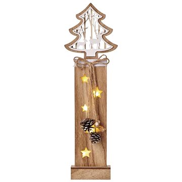 EMOS LED vánoční strom dřevěný, 48 cm, 2x AA, vnitřní, teplá bílá, časovač (DCTW03)