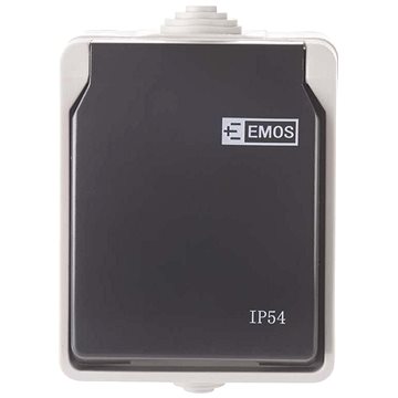 EMOS Zásuvka nástěnná, šedo-černá, IP54 (3104139700)