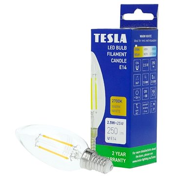 Tesla LED žárovka svíčka E14 2,5W Filament (CL142527-3)