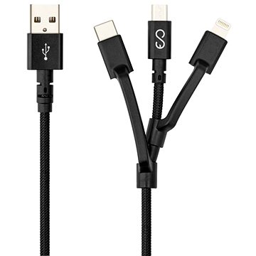 Epico opletený kabel 3in1 (USB-C, MicroUSB a Lightning to USB-A) - černý (9915111300013)