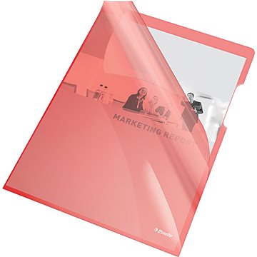 ESSELTE PREMIUM L A4, 150 mic, transparentní červená - balení 25 ks (55433)