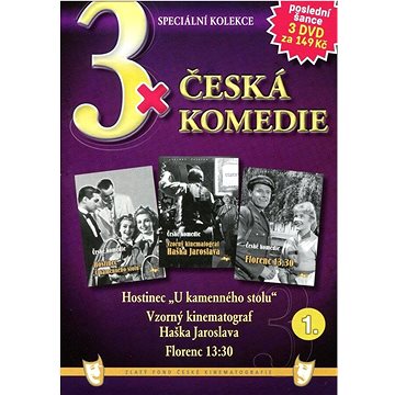 3x Česká komedie 1: Hostinec U kamenného stolu, Vzorný kinematograf Haška Jarosl., Florenc 13.30 /pa (7006-14)