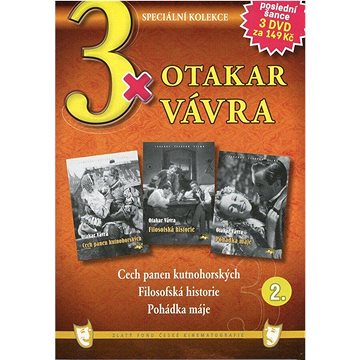 3x Otakar Vávra 2: Cech panen kutnohorských, Filosofská historie, Pohádka máje /papírová pošetka/ (3 (7017-18)