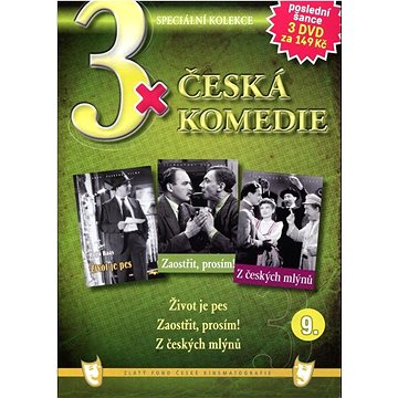 3x Česká komedie 9: Život je pes, Zaostřit prosím!, Z českých mlýnů /papírové pošetky/ (3DVD) - DVD (7017-6)