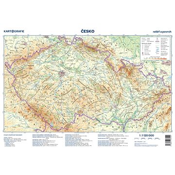 Česko Příruční mapa: reliéf a povrch/administrativní mapa (978-80-7393-555-9)