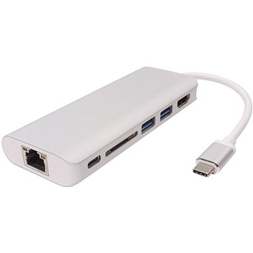 PremiumCord USB 3.1 na HDMI + RJ45 + 2xUSB3.0 +SD card + PD charge (ku31dock05)